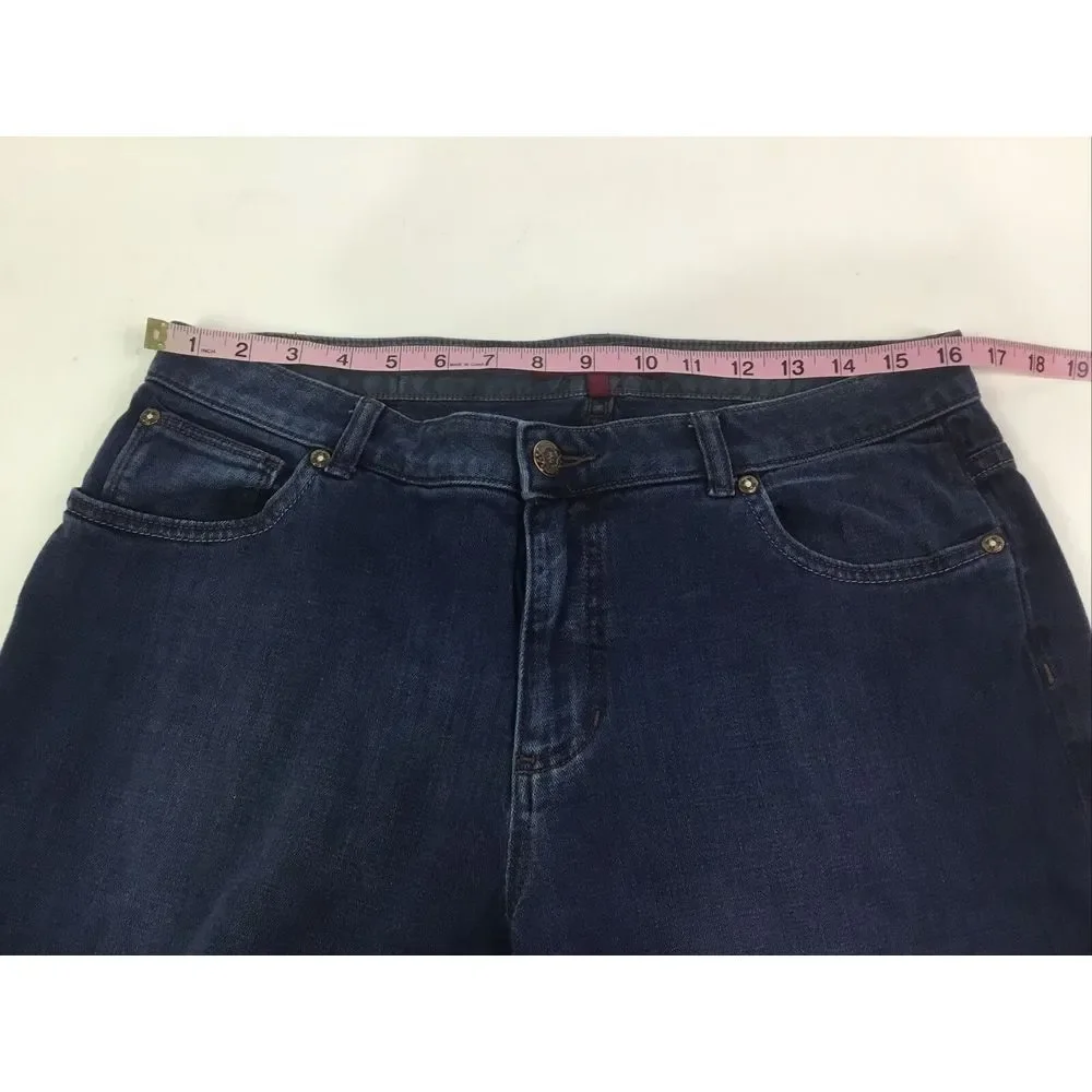 IZOD Just Right Bootcut Jeans women Size 14 stretch Blue‎ med rise embroidered